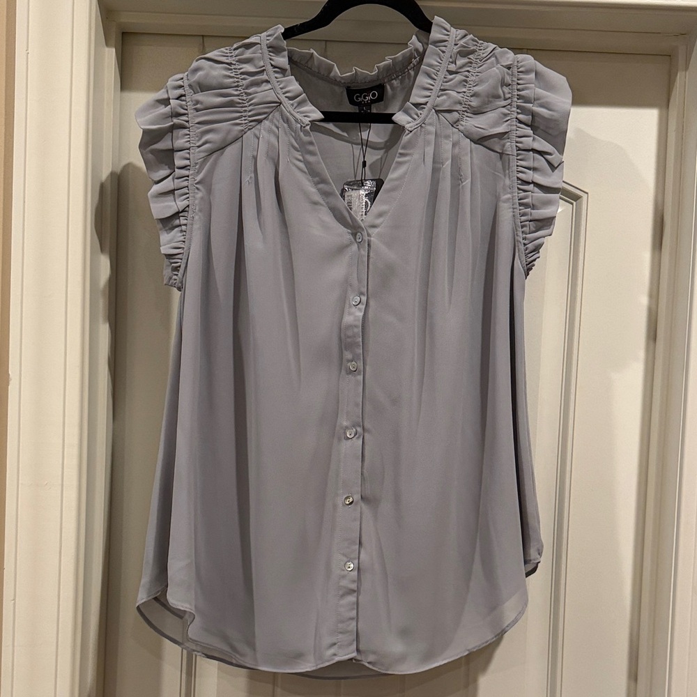 Women's Light Gray Button-Up Blouse
